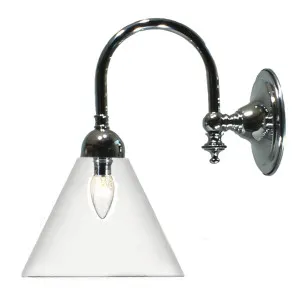 Loxton Wall Light with Cono Clear Shade, Chrome by Lighting Inspirations, a Wall Lighting for sale on Style Sourcebook