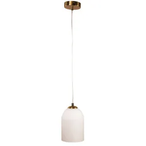 Oriel Lighting Arley Ribbed Opal Glass Pendant - Satin Brass by Oriel Lighting, a Lighting for sale on Style Sourcebook