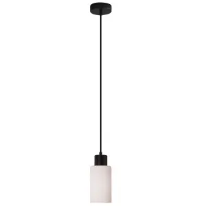 Oriel Lighting Lisa Cylindrical Opal Glass Pendant - Black by Oriel Lighting, a Lighting for sale on Style Sourcebook