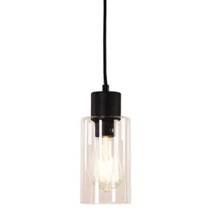 Oriel Lighting Lisa Cylindrical Clear Glass Pendant - Black by Oriel Lighting, a Lighting for sale on Style Sourcebook