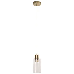 Oriel Lighting Lisa Cylindrical Clear Glass Pendant - Satin Brass by Oriel Lighting, a Lighting for sale on Style Sourcebook