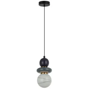 CLA Tocado Sandblasted Opal Glass Pendant with Ceramic Bead - Grey & Purple by Compact Lamps Australia, a Lighting for sale on Style Sourcebook