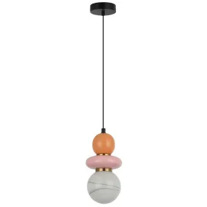CLA Tocado Sandblasted Opal Glass Pendant with Ceramic Bead - Pink & Peach by Compact Lamps Australia, a Lighting for sale on Style Sourcebook