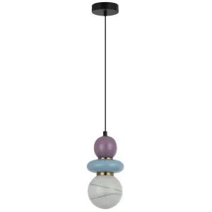 CLA Tocado Sandblasted Opal Glass Pendant with Ceramic Bead - Blue & Violet by Compact Lamps Australia, a Lighting for sale on Style Sourcebook