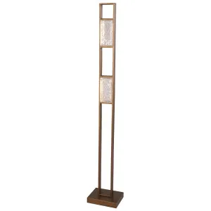 CLA Zeigel Textured Ice Glass LED Floor Lamp - Antique Brass by Compact Lamps Australia, a Lamps for sale on Style Sourcebook