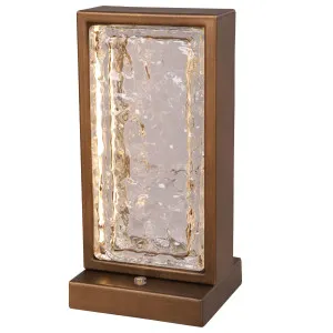 CLA Zeigel Textured Ice Glass LED Table Lamp - Antique Brass by Compact Lamps Australia, a Lamps for sale on Style Sourcebook