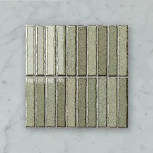 Zen Fingers (150x25) Matcha (Gloss) 300x300 by Sanctuary Makers, a Mosaic Tiles for sale on Style Sourcebook