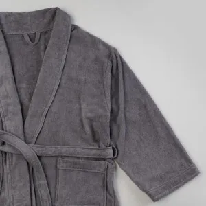 Lusso Bathrobes - Cotton Terry, Medium, Nero Grey - Canningvale by Canningvale, a Bathrobes for sale on Style Sourcebook