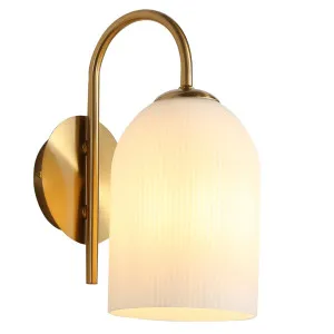 Oriel Arley Ribbed Opal Glass Wall Light - Satin Brass by Oriel Lighting, a Wall Lighting for sale on Style Sourcebook
