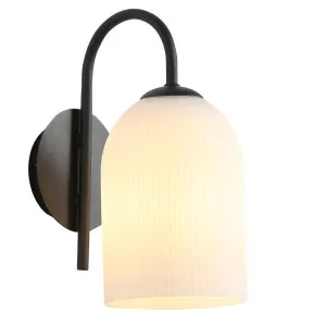 Oriel Arley Ribbed Opal Glass Wall Light - Black by Oriel Lighting, a Wall Lighting for sale on Style Sourcebook