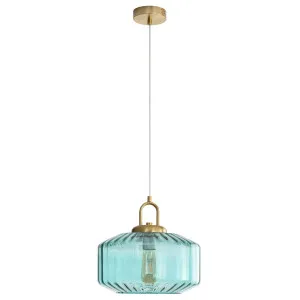 Oriel Lighting Clarise Ribbed Glass Pendant - Blue by Oriel Lighting, a Lighting for sale on Style Sourcebook