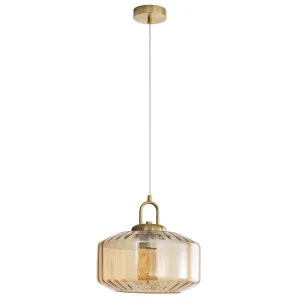 Oriel Lighting Clarise Ribbed Glass Pendant - Amber by Oriel Lighting, a Lighting for sale on Style Sourcebook