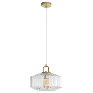 Oriel Lighting Clarise Ribbed Glass Pendant - Clear by Oriel Lighting, a Lighting for sale on Style Sourcebook