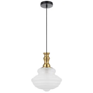 Telbix Verdun Sculpted Frost Glass Pendant - Antique Gold by Telbix, a Lighting for sale on Style Sourcebook