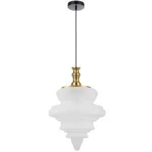 Telbix Privas Large Sculpted Frost Glass Pendant - Antique Gold by Telbix, a Lighting for sale on Style Sourcebook