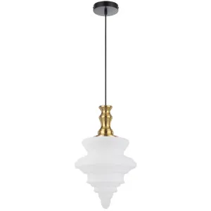 Telbix Privas Sculpted Frost Glass Pendant - Antique Gold by Telbix, a Lighting for sale on Style Sourcebook