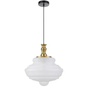 Telbix Verdun Large Sculptural Frost Glass Pendant - Antique Gold by Telbix, a Lighting for sale on Style Sourcebook
