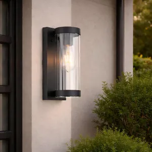 Telbix Provo Fluted Glass Outdoor Wall Light - Black by Telbix, a Wall Lighting for sale on Style Sourcebook