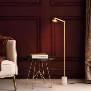 Telbix Satrom Architectural LED Floor Lamp with Marble Base - Antique Brass with White by Telbix, a Lamps for sale on Style Sourcebook