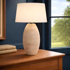 Telbix Pontus Sculptural Travertine Look Table Lamp - Beige by Telbix, a Lamps for sale on Style Sourcebook