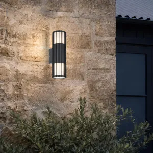 Telbix Cashel Architectural Linear Fin Up/Down Outdoor Wall Light - Black by Telbix, a Wall Lighting for sale on Style Sourcebook