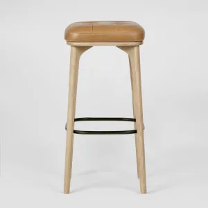 Carlton Leather Bar Stool Tan by Florabelle Living, a Bar Stools for sale on Style Sourcebook