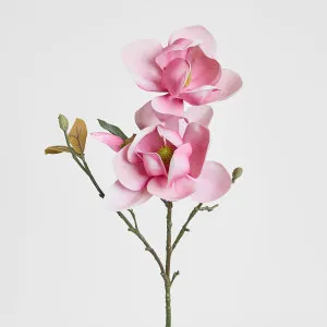 Magnolia Flower Stem With 2 Heads & Bud 87cm Pink by Florabelle Living, a Plants for sale on Style Sourcebook