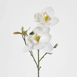 Magnolia Flower Stem With 2 Heads & Bud 87cm White by Florabelle Living, a Plants for sale on Style Sourcebook