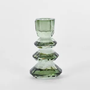Lustre Glass Cut Candle Holder Green by Vixen & Velvet, a Home Fragrances for sale on Style Sourcebook