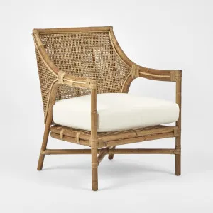 Havana Occasional ArmChair Rattan Cream Cushion by OneWorld Collection, a Chairs for sale on Style Sourcebook