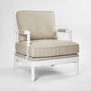 Elizabeth Bobbin Hamptons Armchair White by OneWorld Collection, a Chairs for sale on Style Sourcebook