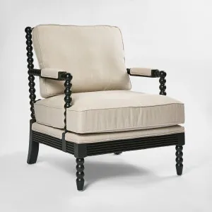Elizabeth Bobbin Hamptons Armchair Black by OneWorld Collection, a Chairs for sale on Style Sourcebook