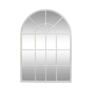 Iron Arch Mirror With Panes White by OneWorld Collection, a Mirrors for sale on Style Sourcebook