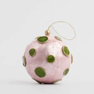 Dotty Hand Painted Capiz Bauble Pink by Vixen & Velvet, a Christmas for sale on Style Sourcebook