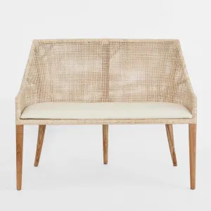 Charlotte Rattan Bench Seat Natural Whitewash by OneWorld Collection, a Ottomans for sale on Style Sourcebook