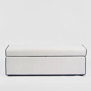 Brighton Storage Ottoman Ivory with Blue Piping by OneWorld Collection, a Ottomans for sale on Style Sourcebook