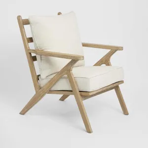 Ashwood Timber Armchair with Natural Cushions Linen Blend by OneWorld Collection, a Chairs for sale on Style Sourcebook