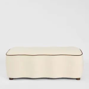 Avoca Ottoman Ivory with Chocolate Piping by OneWorld Collection, a Ottomans for sale on Style Sourcebook