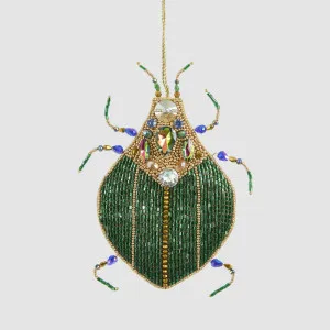 Maharajah Beaded Beetle Decoration Green by Vixen & Velvet, a Christmas for sale on Style Sourcebook