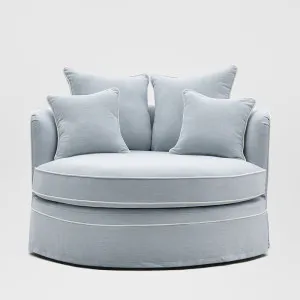Noosa Hamptons Snuggle Chair Beach with white piping by OneWorld Collection, a Sofas for sale on Style Sourcebook
