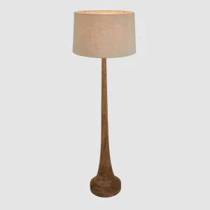 Lancia Large - Dark Natural - Turned Wood Slender Floor Lamp by Zaffero, a Floor Lamps for sale on Style Sourcebook