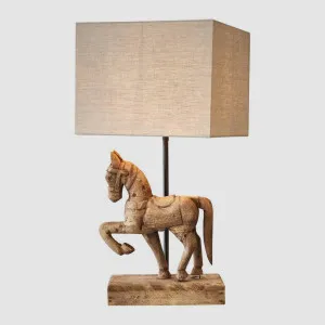 Bonnie - Dark Natural - Small Wooden Horse Table Lamp by Zaffero, a Table & Bedside Lamps for sale on Style Sourcebook