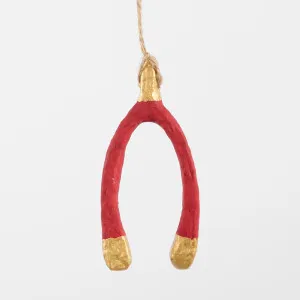 Mache Lucky Wishbone Tree Decoration Red by Vixen & Velvet, a Christmas for sale on Style Sourcebook