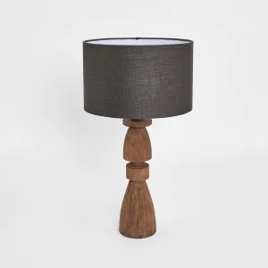 Magnus Wood Table Lamp Saddle Base with Black Shade by MRD Home, a Table & Bedside Lamps for sale on Style Sourcebook