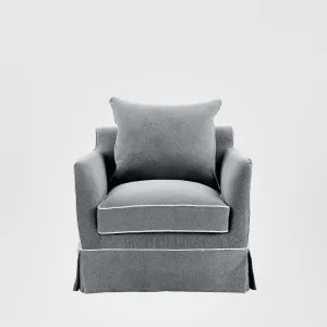 Noosa Hamptons Armchair Grey W/White Piping by OneWorld Collection, a Chairs for sale on Style Sourcebook