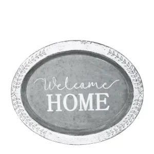 Country Zinc Welcome Home Oval Tray by Vixen & Velvet, a Christmas for sale on Style Sourcebook