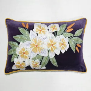 White Frangipani Cushion 40x60cm Plum by Ruby Star, a Cushions, Decorative Pillows for sale on Style Sourcebook