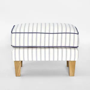 Bondi Hamptons Ottoman Blue/White Pin Stripe* by OneWorld Collection, a Ottomans for sale on Style Sourcebook