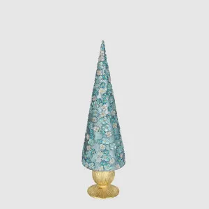 Florana Blue Floral Cone Tree Large by Vixen & Velvet, a Christmas for sale on Style Sourcebook