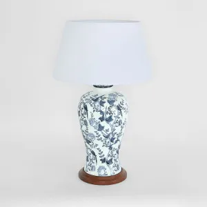 Ashleigh Ceramic Blue & White Table Lamp & Shade by Emac & Lawton, a Table & Bedside Lamps for sale on Style Sourcebook